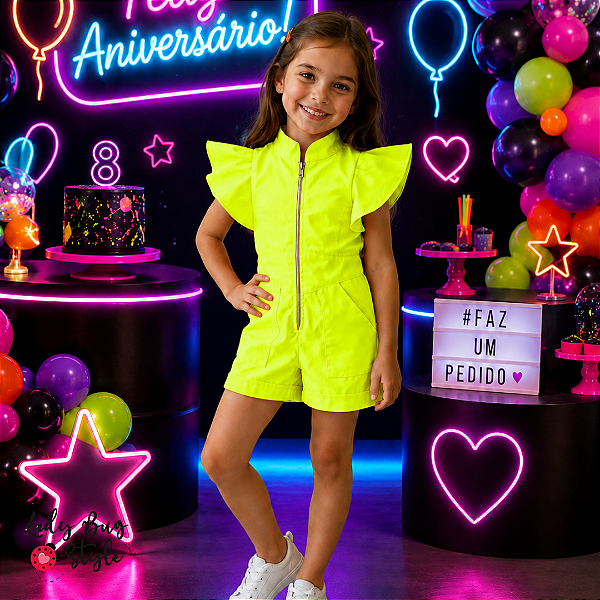 Macacão Curto Amarelo Néon