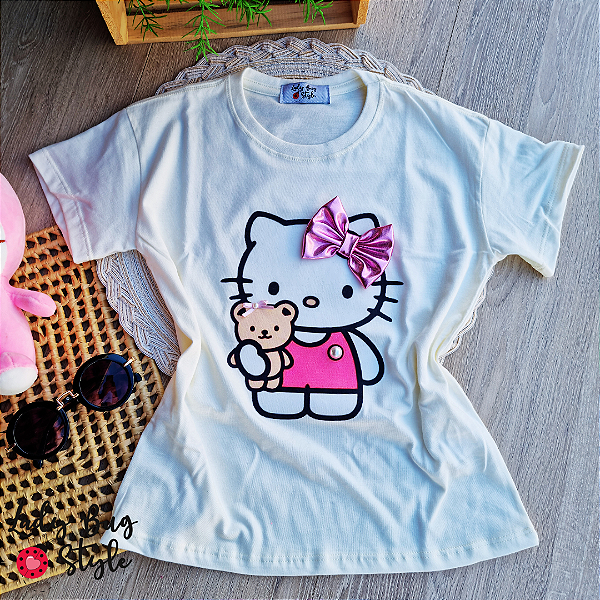 T-Shirt Hello Kitty Laço Off White