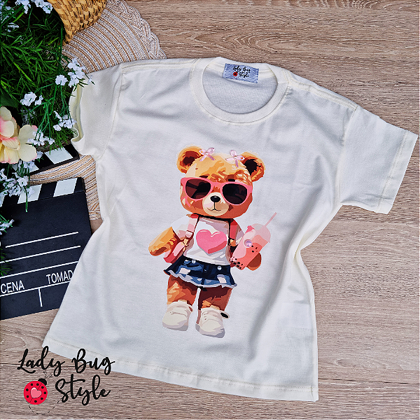T-Shirt Bear Laço Off White