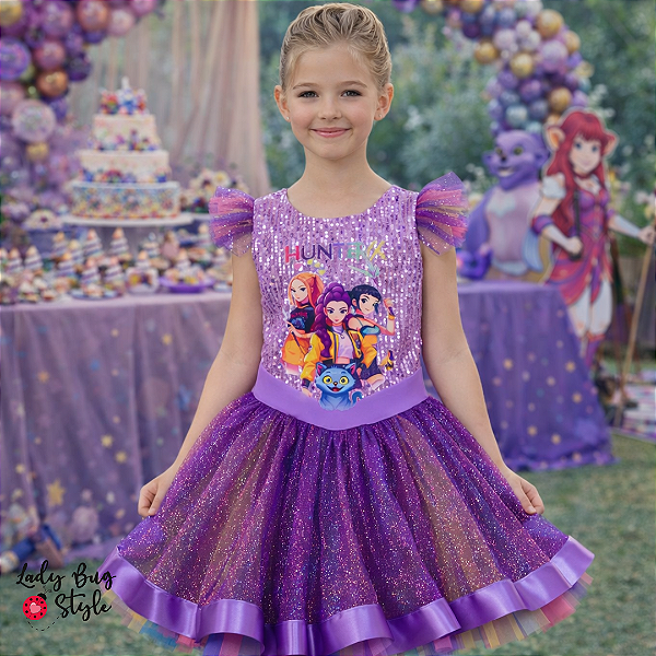 Conjunto Body Paete Huntrix com Saia de Tule