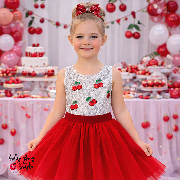 Conjunto Body Paete Cereja com Saia de Tule