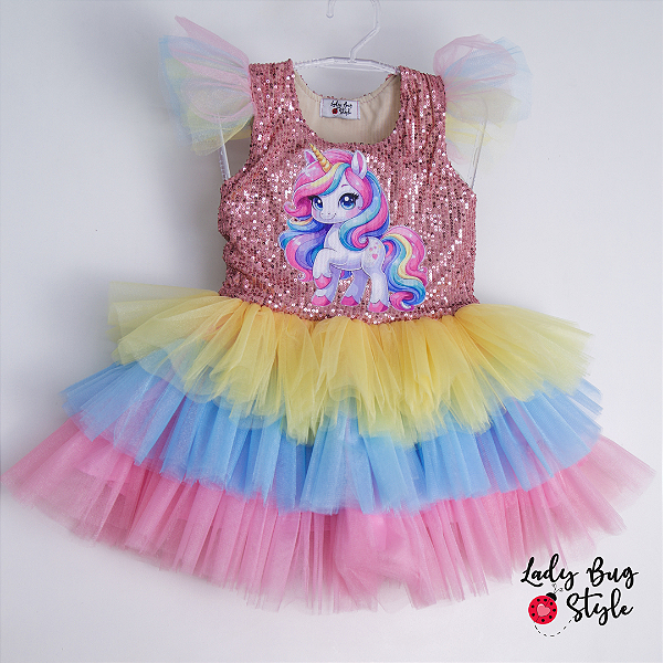 Vestido Paete Unicórnio