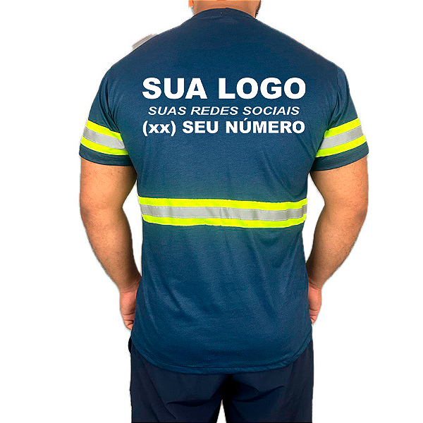 Camisetas manga curta  Fita Refletiva Logo Marca Personalizada