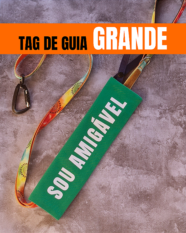 Tag de Guia GRANDE - "Sou amigável" (verde)