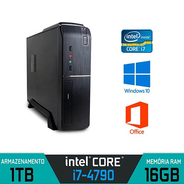 Computador Slim Office Intel Core i7-4790 RAM 16GB SSD 1TB Windows 10