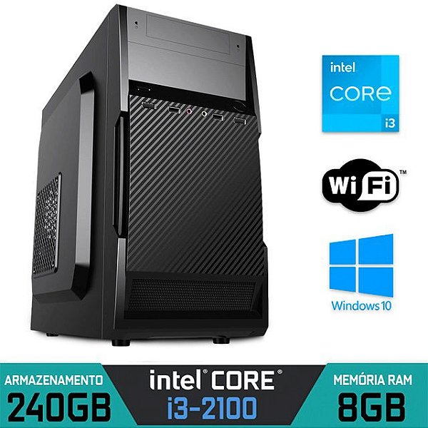Computador Intel Core i3 3.1ghz RAM 8GB SSD 240GB WI-FI Windows 10