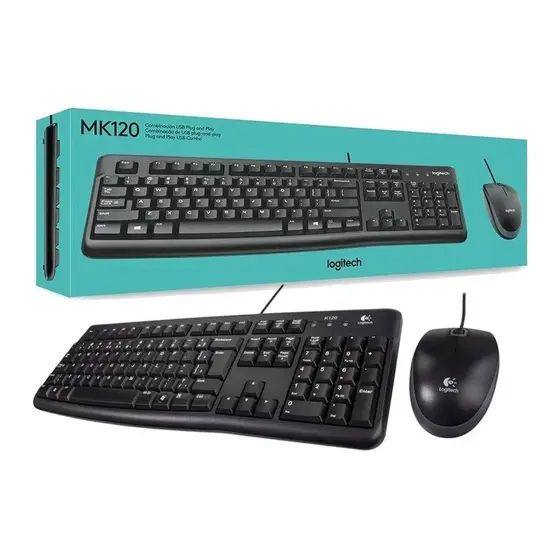 KIT TECLADO E MOUSE - COM FIO USB PRETO - MK120 - LOGITECH