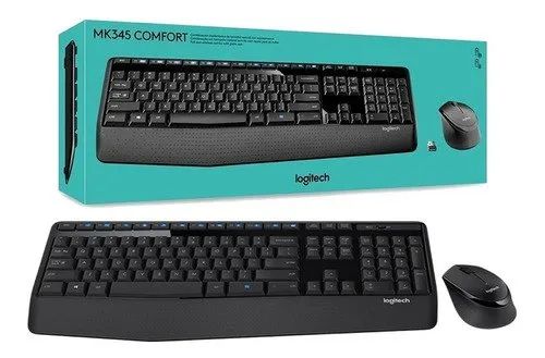 KIT TECLADO E MOUSE - SEM FIO PRETO COMFORT MK345 - LOGITECH