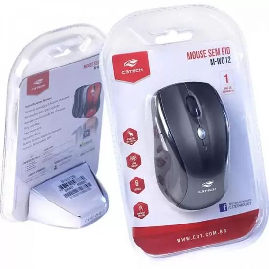 MOUSE SEM FIO C3TECH M-W012BK 1600DPI IMP - C3TECH