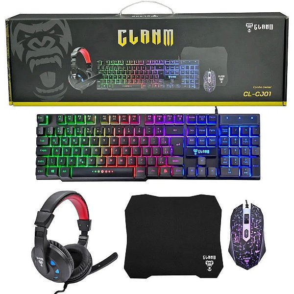 COMBO GAMER TECLADO/MOUSE/HEADSET/MOUSEPAD CL-CJ01 JUNGLE SERIES - CLANM
