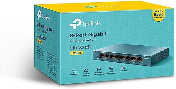 SWITCH LITE WAVE - LS108G GIGAS COM 8 PORTAS, PRETO - TP LINK