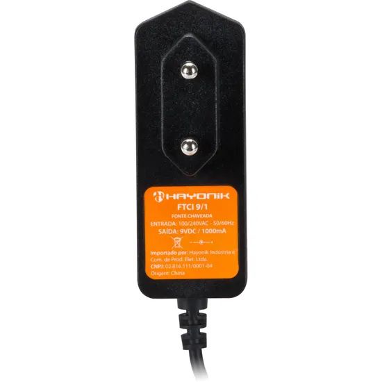 FONTE 9VDC 1A CHAVEADA IMP - HAYONIK