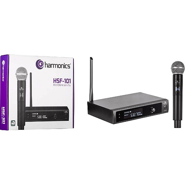 MICROFONE SEM FIO MAO UHF DIGITAL HARMONICS HSF101, PRETO - BIVOLT