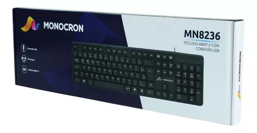 TECLADO COM FIO MN8236 107 TECLAS PRETO 1,5M - MONOCRON