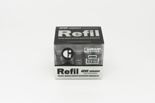 REFIL P/ MARCADOR QUADRO BRANCO QB-550R 5,5ML TINTA PRETO C/20UNID - GRAMP LINE