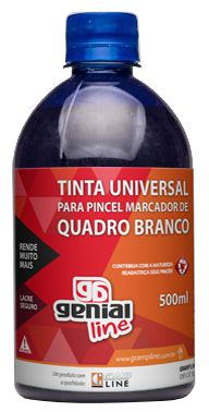 TINTA UNIVERSAL REABASTECEDOR PARA QUADRO BRANCO 500ML GENIAL LINE - AZUL - GRAMP LINE