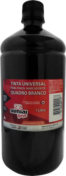 TINTA UNIVERSAL REABASTECEDOR  PARA QUADRO BRANCO 1000ML GENIAL LINE - PRETO - GRAMP LINE
