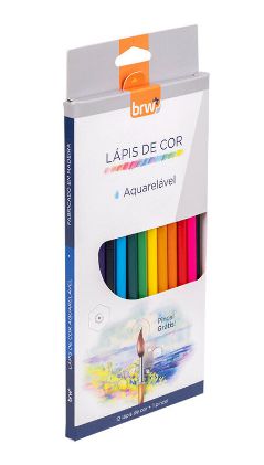 LÁPIS DE COR DE MADEIRA AQUARELÁVEL  12 CORES SEXTAVADO - BRW