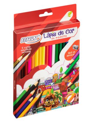 LÁPIS DE COR DE MADEIRA 36 CORES SEXTAVADO - BRW