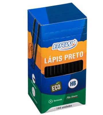 LÁPIS HB PRETO DE RESINA PLÁSTICA RECICLADA SEXTAVADO CX /144UN - BRW