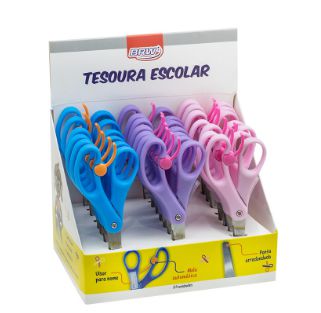 TESOURA ESCOLAR DE AÇO 13CM C/MOLA DISPLAY C/24UN - BRW