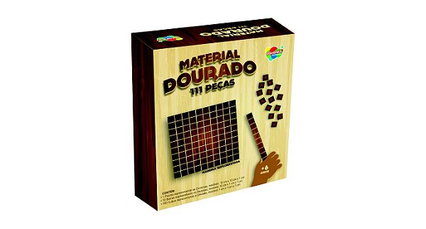 MATERIAL DOURADO 111 PEÇAS EM MADEIRA REF.: 128 - AQUARELA BRINQUEDOS
