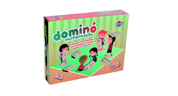 JODO DOMINÓ MULTIPLICAÇÃO 28 PEÇAS EM MADEIRA REF.: 105 - AQUARELA BRINQUEDOS