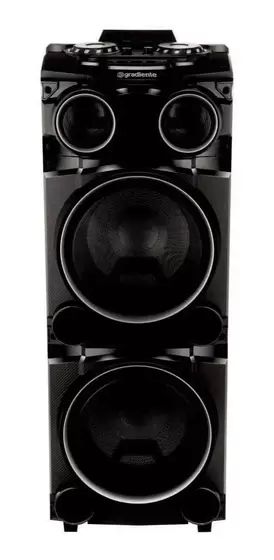 CAIXA DE SOM AMPLIFICADA 1500W 2X12 POL, BT/USB/SD, MARCA GRADIENTE, MODELO GCA103M POWER BASS, PRETA, BIVOLT
