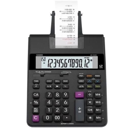 CALCULADORA C/ BOBINA CASIO MOD. HR-150RC-B-DC PRETA, DISPLAY LCD, 12 DÍGITOS +2 LINHAS/SEG FT BI
