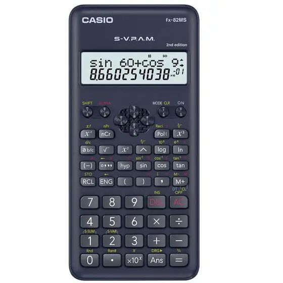 CALCULADORA CIENTÍFICA CASIO MOD FX-82MS-2-S4-DH 240 FUNÇOES+2 LINHAS DISPLAY NATURAL 10+2  DÍGITOS PRET