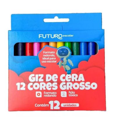 GIZ DE CERA 12 CORES GROSSO 12UN REF.:FE062203 - FUTURO ESCOLAR