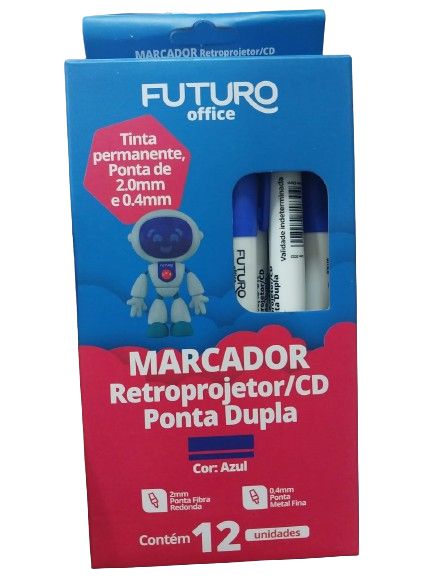 MARCADOR RETROPROJETOR/CD PONTA DUPLA AZUL REF.:FO272211 - FUTURO OFFICE