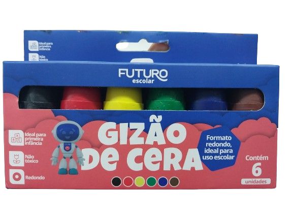 GIZÃO DE CERA JUMBO 6 CORES REF.: FE062205 - FUTURO ESCOLAR