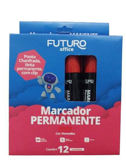 MARCADOR PERMANENTE VERMELHO CX C/12UN REF.: FO272222 - FUTURO OFFICE