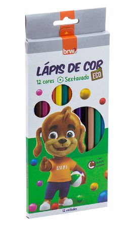LÁPIS DE RESINA PLÁSTICA RECICLADA 12 CORES SEXTAVADO LP1204 - BRW