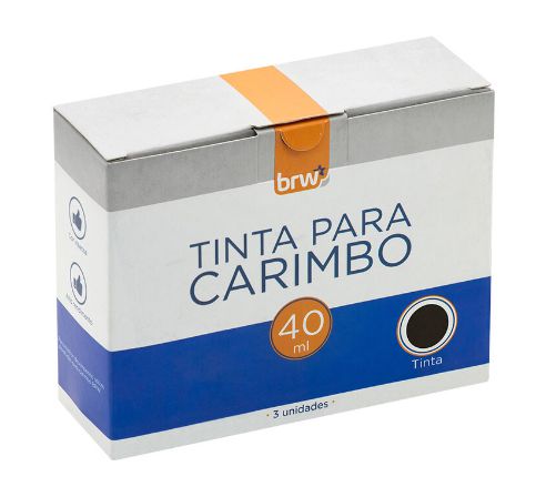TINTA PARA CARIMBO 40 ML PRETA  CX C/ 3 UN CB1002 - BRW