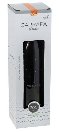 GARRAFA PLÁSTICA ESTAMPADA C/ TAMPA AL 700ML CINZA BLACK GA0260 - BRW