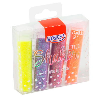 GLITTER SHAKER NEON 7G BLISTER C/4 CORES REF.: GL0500 - BRW