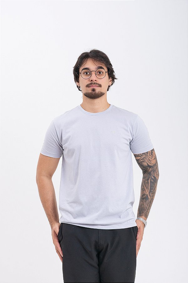 Camiseta Básica Masculina 100% Algodão Cinza Claro Essencial Pataloo
