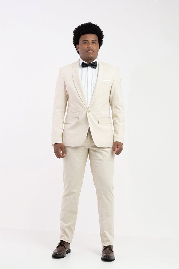Terno Pataloo Linho Com Forro Jacquard Branco
