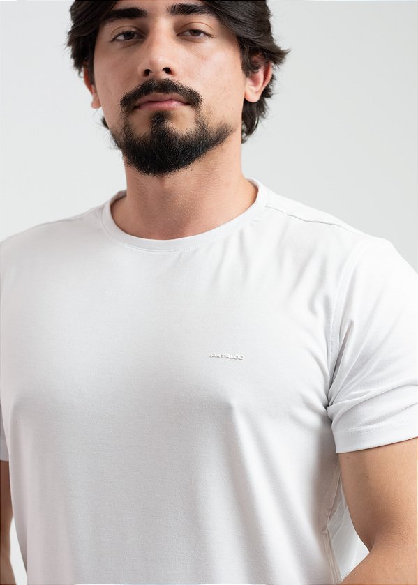 Camiseta Tech Masculina Branca Não Amassa Anti Odor Pataloo