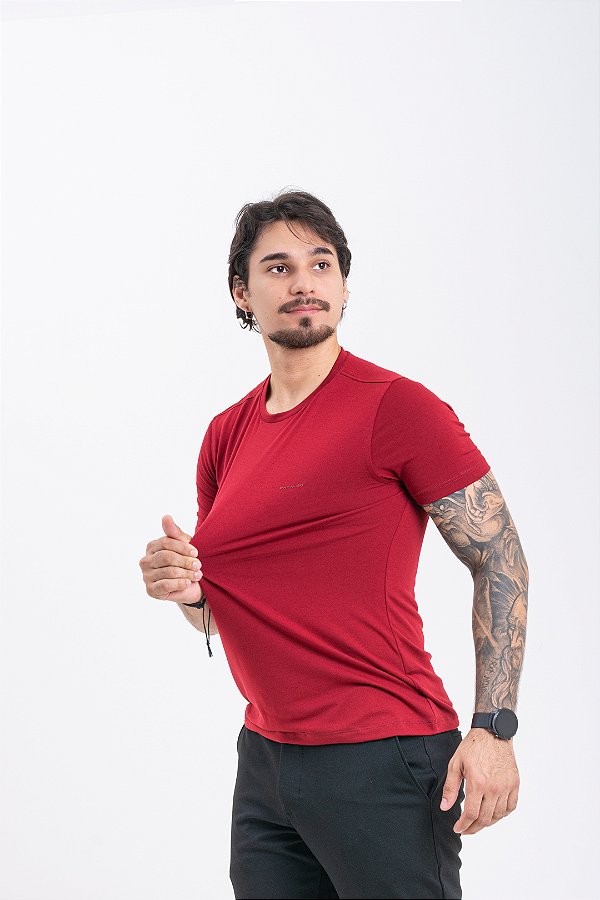 Camiseta Viscolycra Masculina Pataloo Tech Vermelha Não Amassa