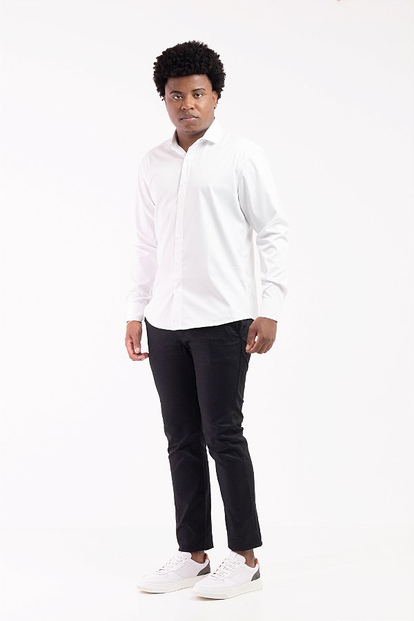 Camisa Social Branca Noivo Luxo Vivacci Bambu Alta Costura