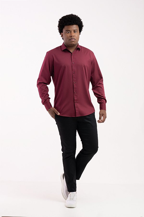 Camisa Social ML Vivacci Bambu Bordô
