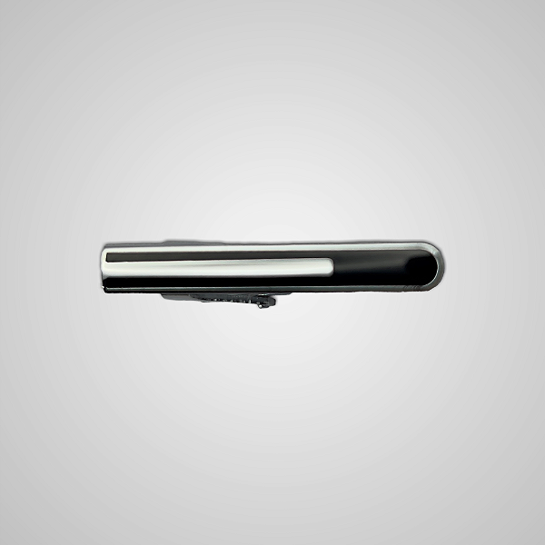 Prendedor de Gravata Midline Prata e Preto Pataloo Executivo