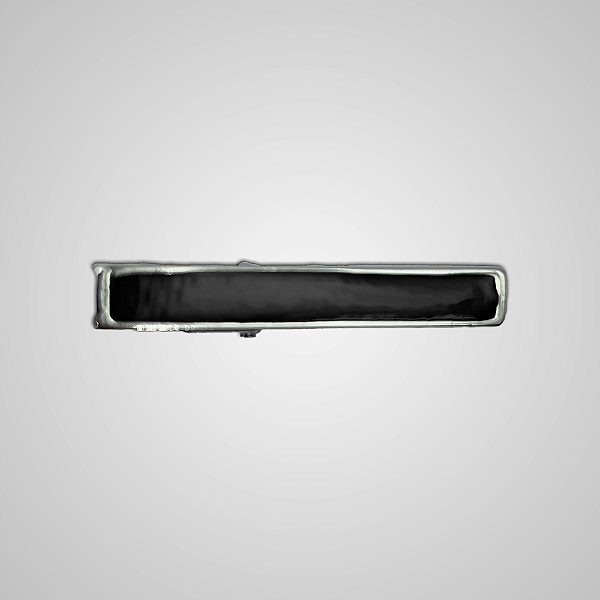 Prendedor de Gravata Black Piano Prata e Preto Pataloo Luxo