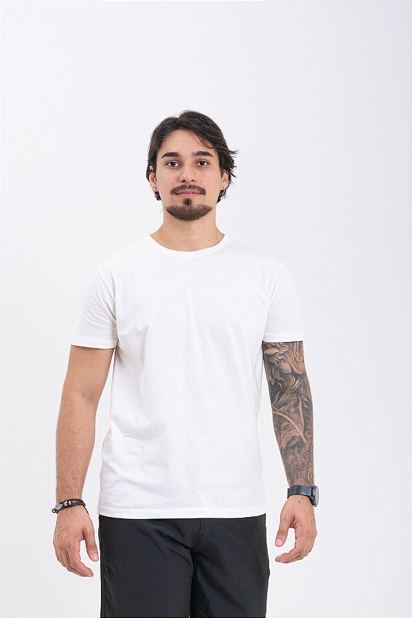 Camiseta Básica Masculina 100% Algodão Branca Essencial Pataloo