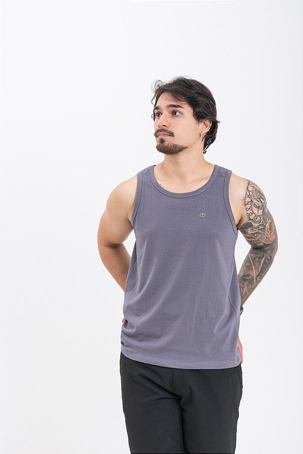 Regata Masculina Slim Algodão com Elastano Cinza Pataloo