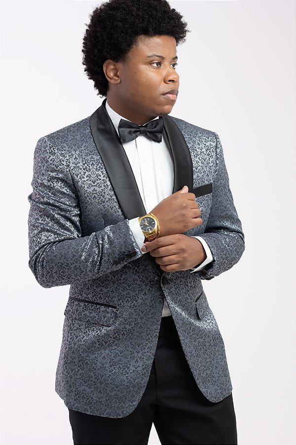 Smoking Pataloo Grafite Jacquard Premium Masculino Luxo