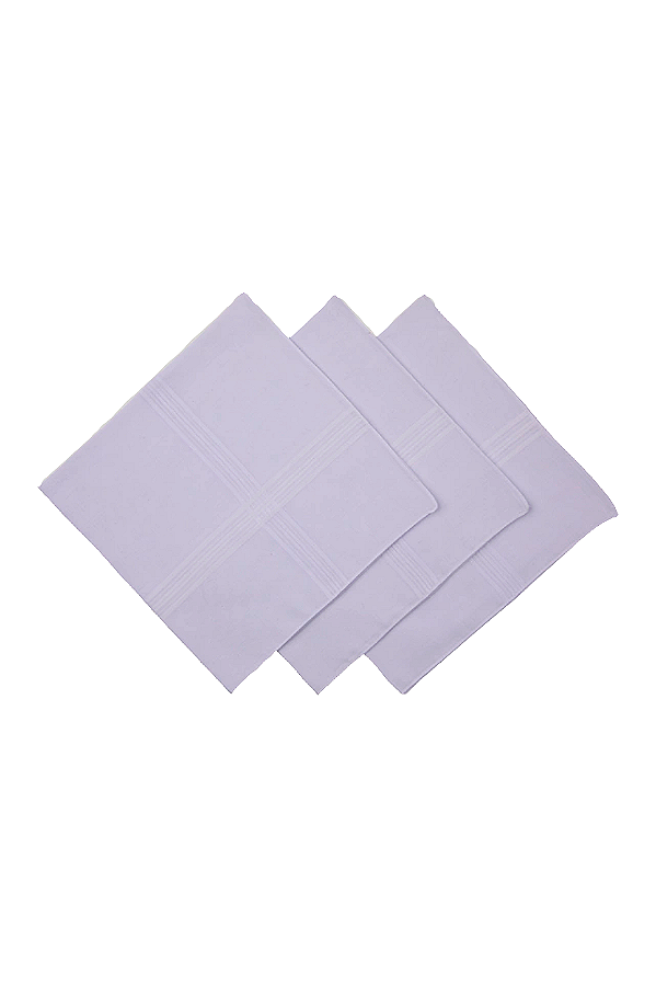 Kit Lenço Presidente Branco Liso 3 Unidades Algodão Premium PATALOO